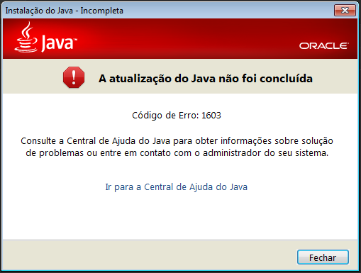 Erro instalador java download failed